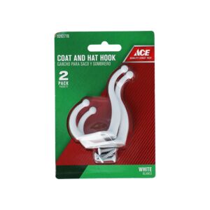 GARMENT/ COAT&HAT HOOK 2PC WHITE ACE GARMENT/ COAT&HAT HOOK 2PC WHITE ACE